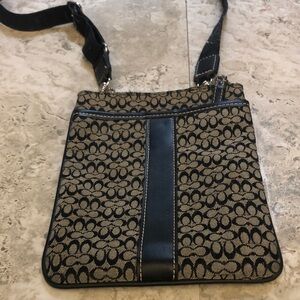 Coach Signature Black and Tan Crossbody Bag